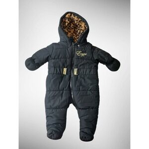 Enyce Baby Footed Puffer Hooded Snowsuit Bunting 0-3 Months In Black‎